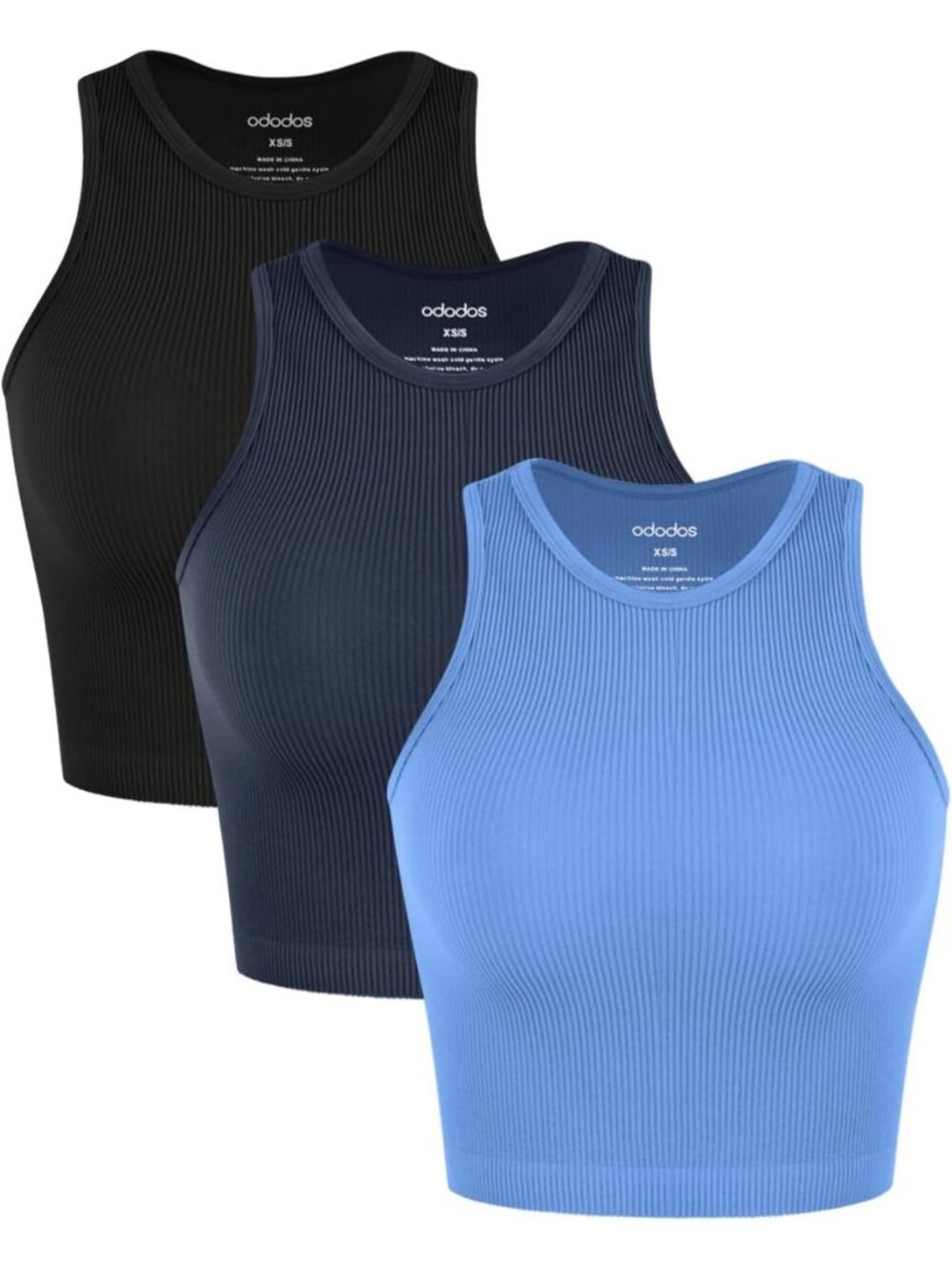 Seamless Ribbed Crop Tank Tops for Women - Soft High Neck 3-Pack Set